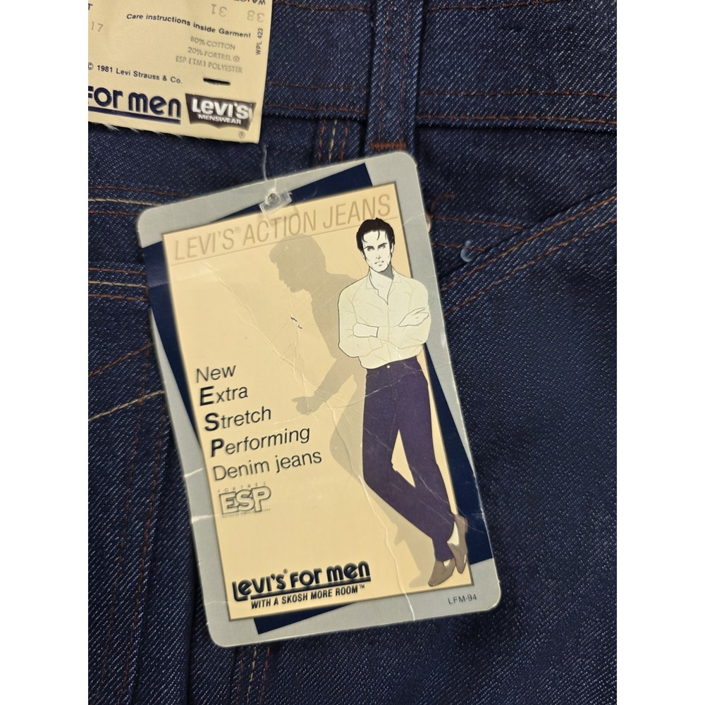 Vintage Levis Action Casuals Jeans Mens 38x31 Blue ESP Denim Stretch Classic 90s